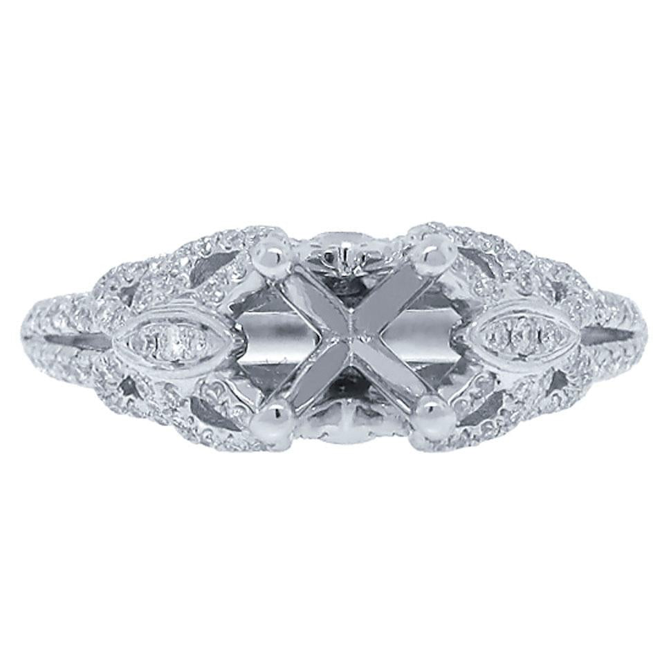 14k White Gold Diamond Semi-mount Ring - 0.39ct