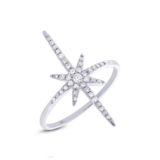 14k White Gold Diamond North Star Ring - 0.24ct