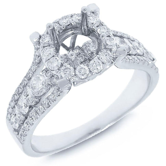 14k White Gold Diamond Semi-mount Ring - 1.02ct