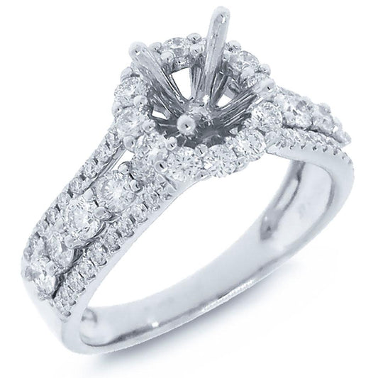 14k White Gold Diamond Semi-mount Ring - 1.12ct