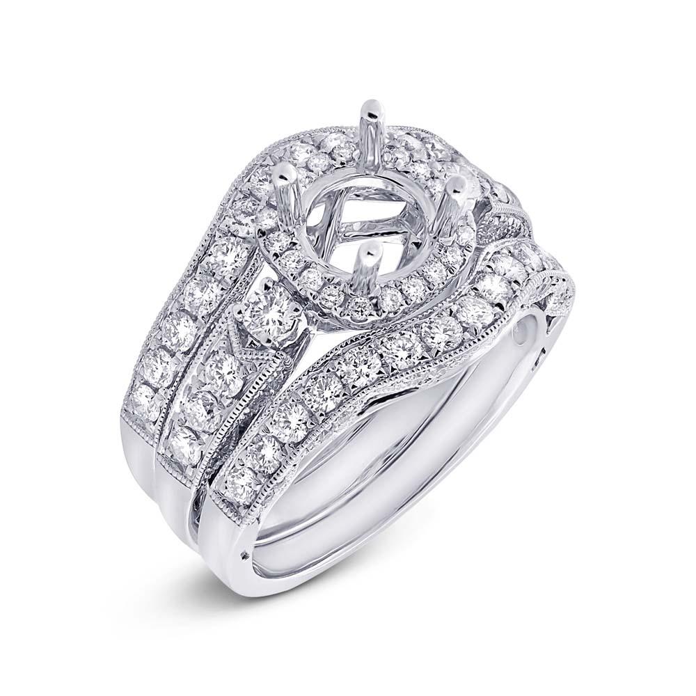 14k White Gold Diamond Semi-mount Ring 3-pc - 1.49ct