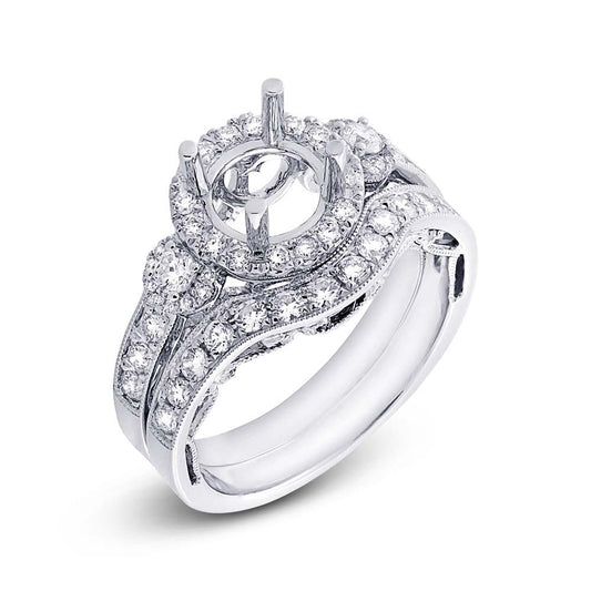 14k White Gold Diamond Semi-mount Ring 2-pc - 0.86ct