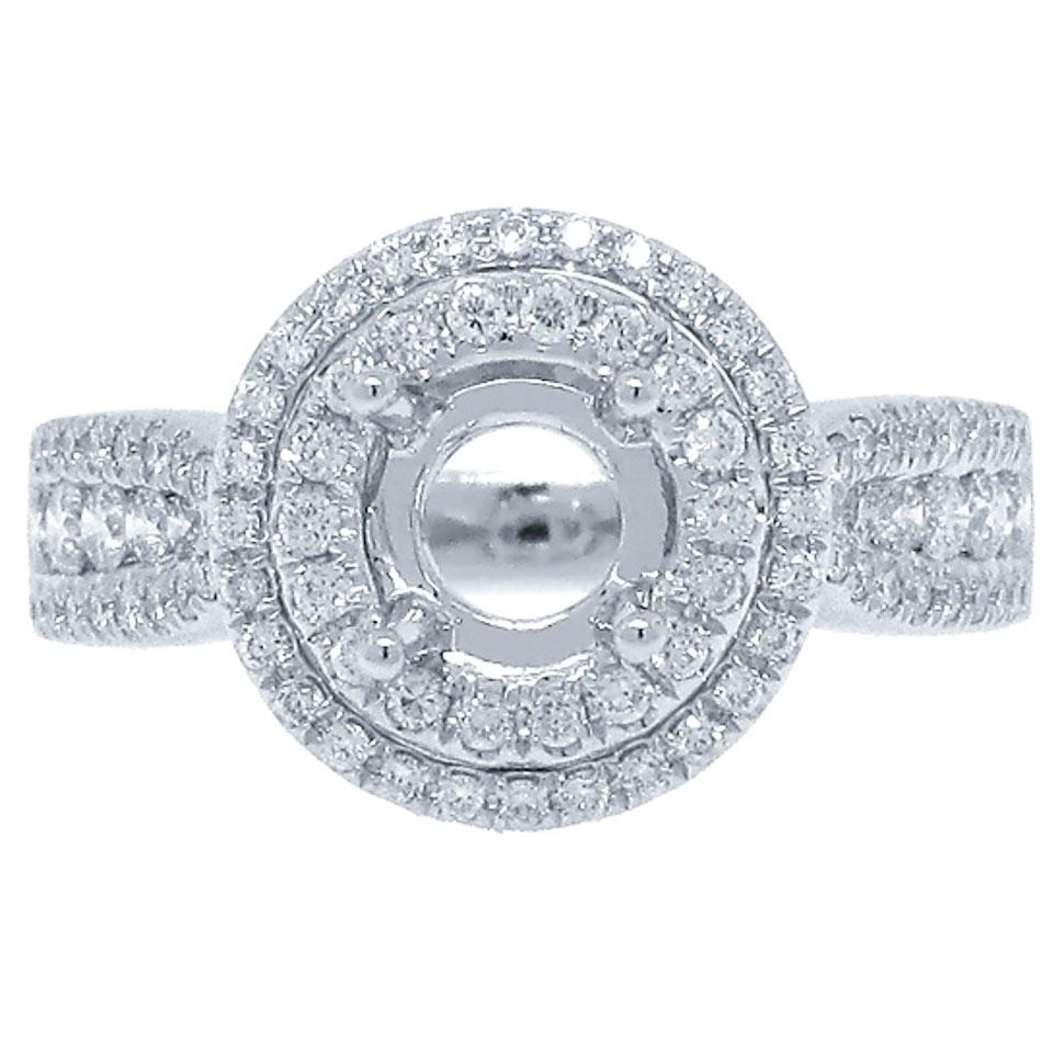 14k White Gold Diamond Semi-mount Ring - 0.57ct