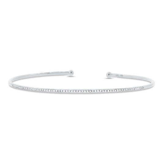 14k White Gold Diamond Bangle - 0.17ct