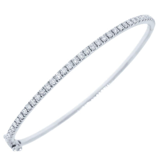 14k White Gold Diamond Bangle - 0.90ct