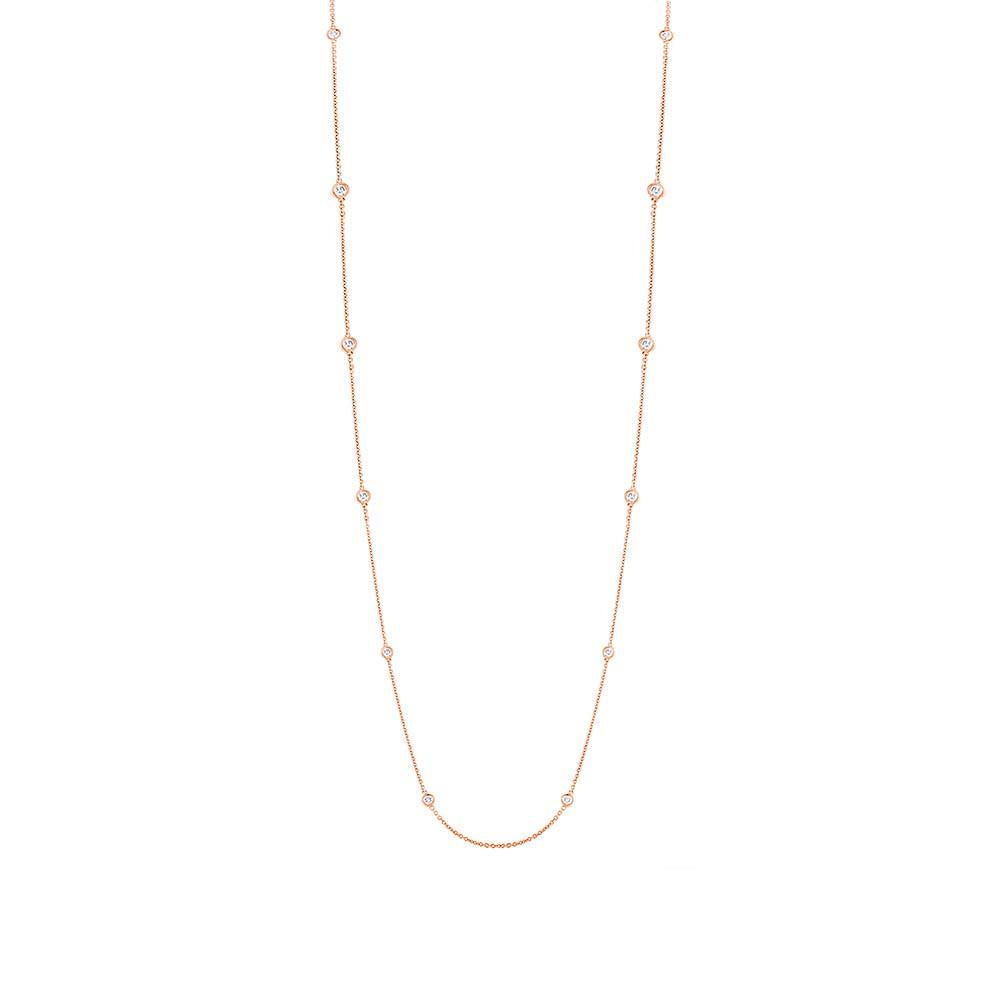 14k Fashionable Rose Gold 36'' Diamonds By The Yard Chain - 1.08ct V0195