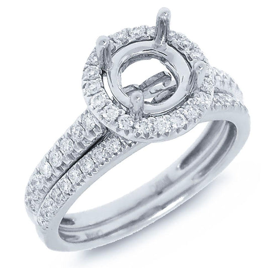 14k White Gold Diamond Semi-mount Ring 2-pc - 0.53ct