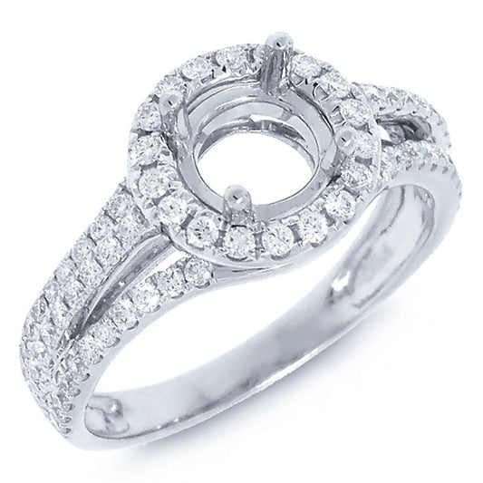 14k White Gold Diamond Semi-mount Ring - 0.54ct