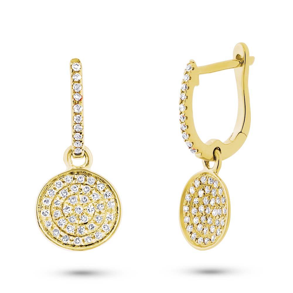 14k Yellow Gold Diamond Pave Earring - 0.24ct