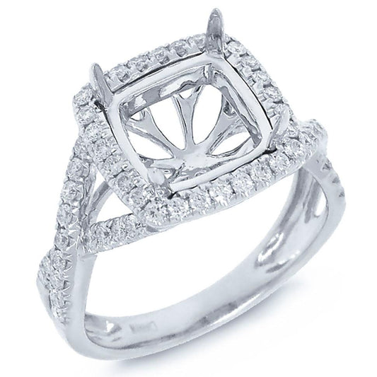 14k White Gold Diamond Semi-mount Ring - 0.53ct