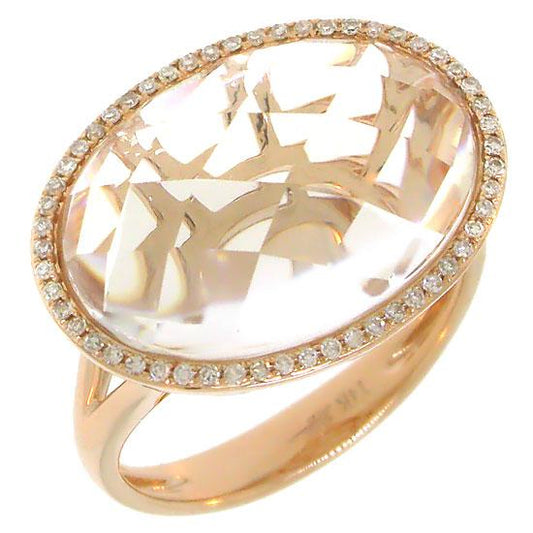 Diamond & 9.73ct White Topaz 14k Rose Gold Ring Size 5.5 - 0.17ct