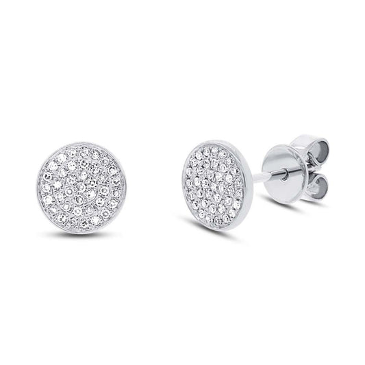 14k White Gold Diamond Pave Stud Earring - 0.17ct