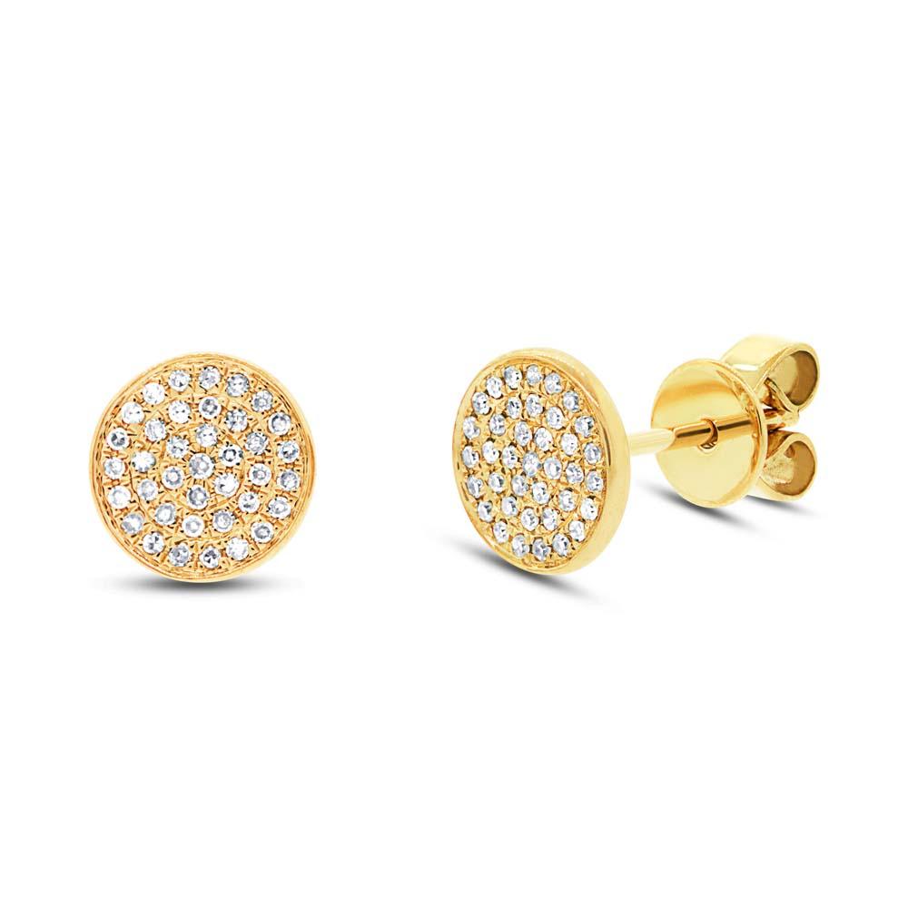 14k Yellow Gold Diamond Pave Stud Earring - 0.17ct