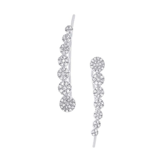 14k White Gold Diamond Ear Crawler Earring