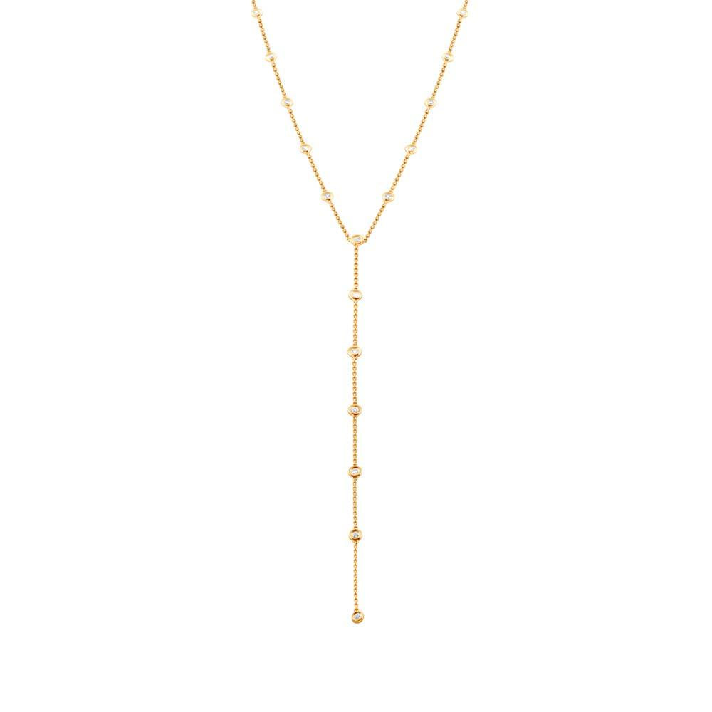14k Yellow Gold Diamonds By The Yard Lariat Necklace - 0.48ct