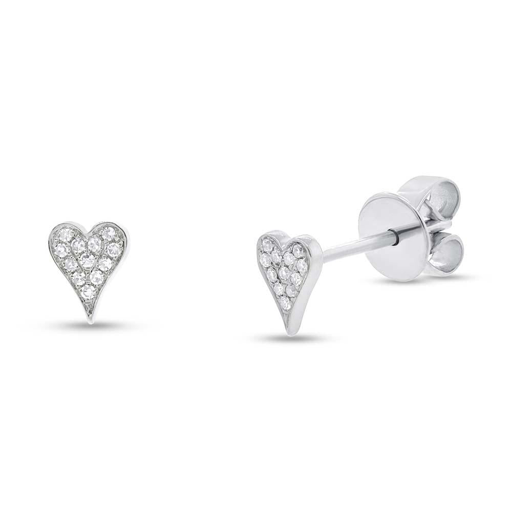 14k White Gold Diamond Pave Heart Earring - 0.05ct