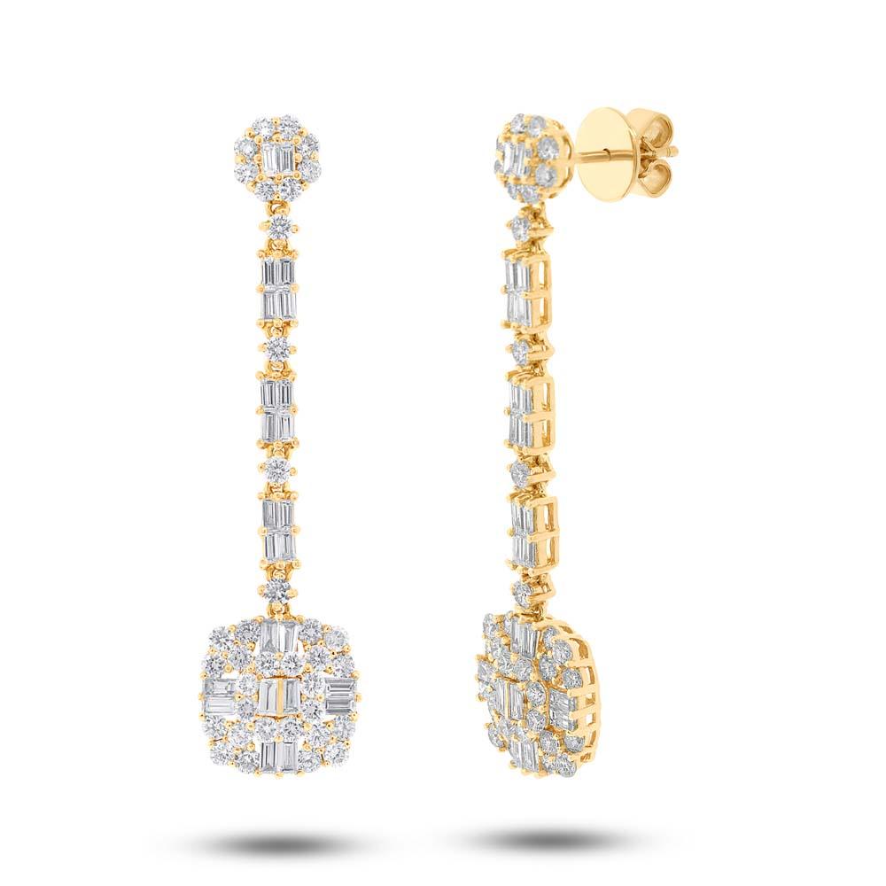 18k Yellow Gold Diamond Earring - 3.23ct