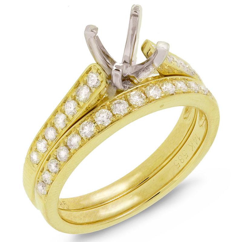 14k Yellow Gold Diamond Semi-mount Ring 2-pc Size 8.75 - 0.76ct