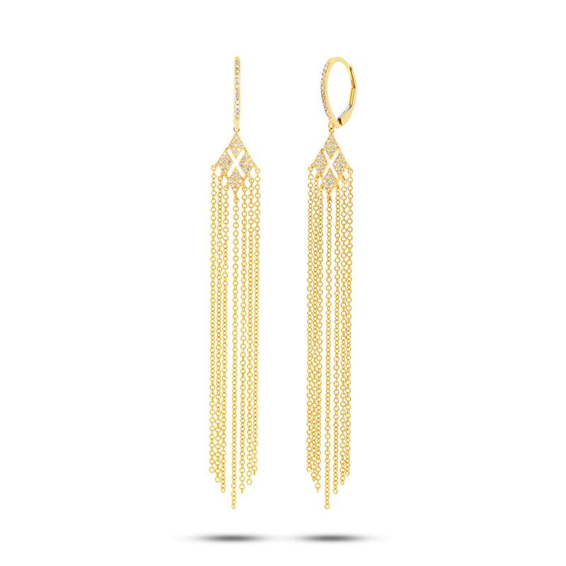 14k Yellow Gold Diamond Fringe Earring - 0.21ct