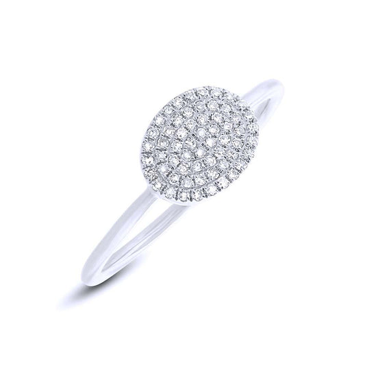 14k White Gold Diamond Pave Ring Size 8 - 0.17ct