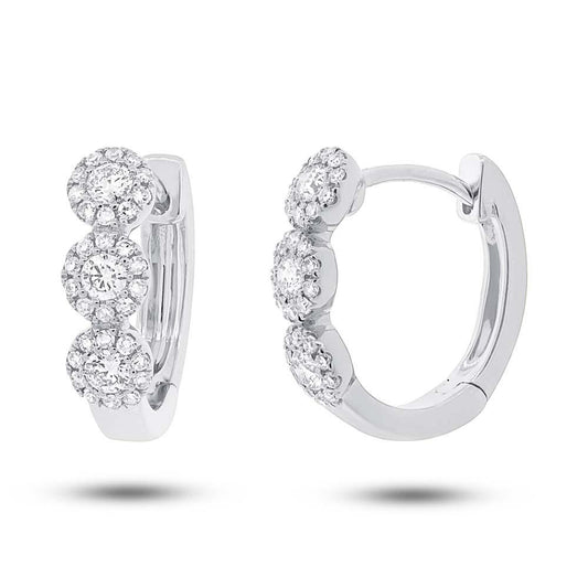 14k White Gold Diamond Huggie Earring