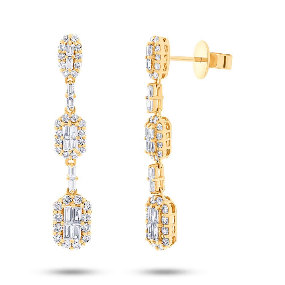 18k Yellow Gold Diamond Earring - 1.66ct