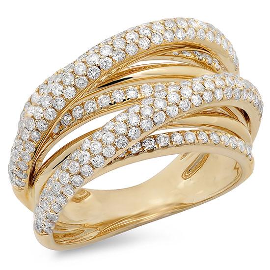 14k Yellow Gold Diamond Bridge Ring Size 9 - 1.75ct