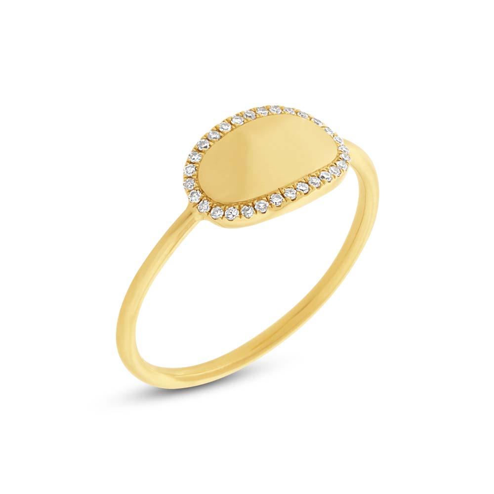 14k Yellow Gold Diamond ID Ring Size 5 - 0.08ct