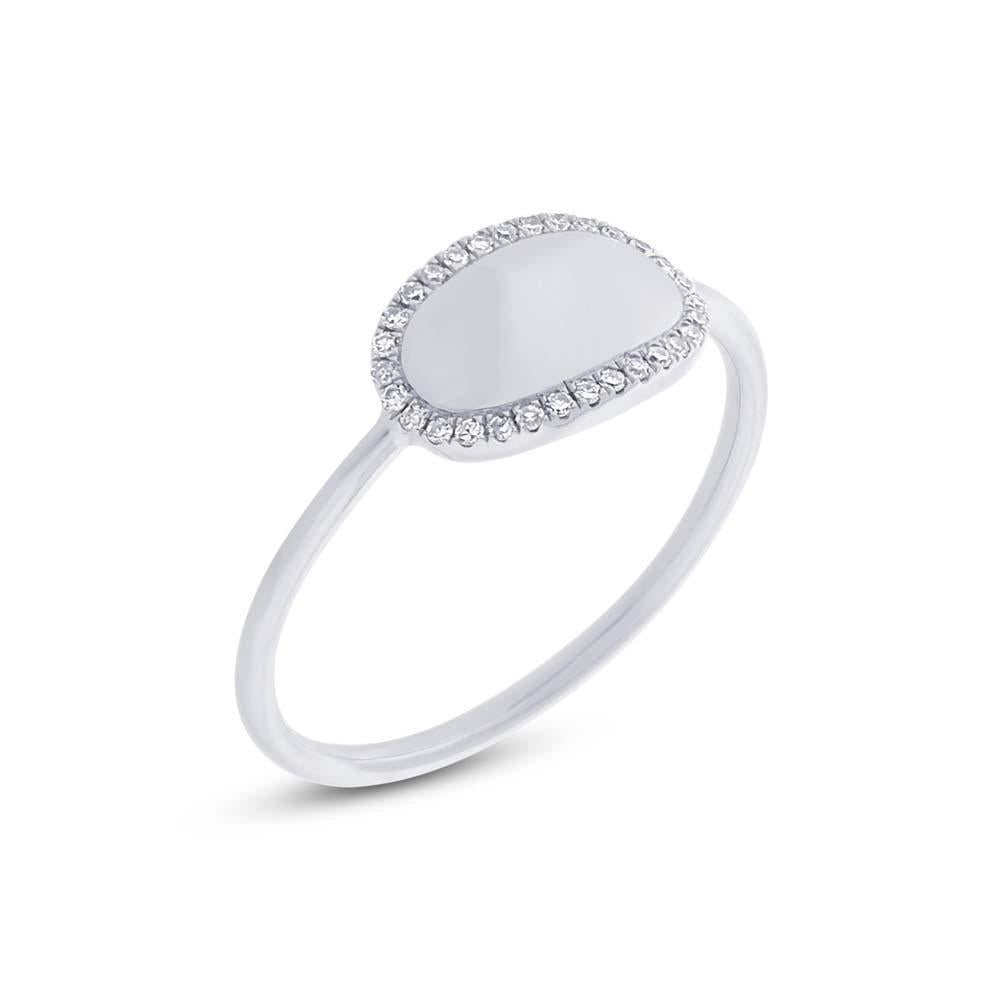 14k White Gold Diamond ID Ring Size 6 - 0.08ct
