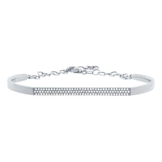 14k White Gold Diamond Pave Bangle - 0.30CT