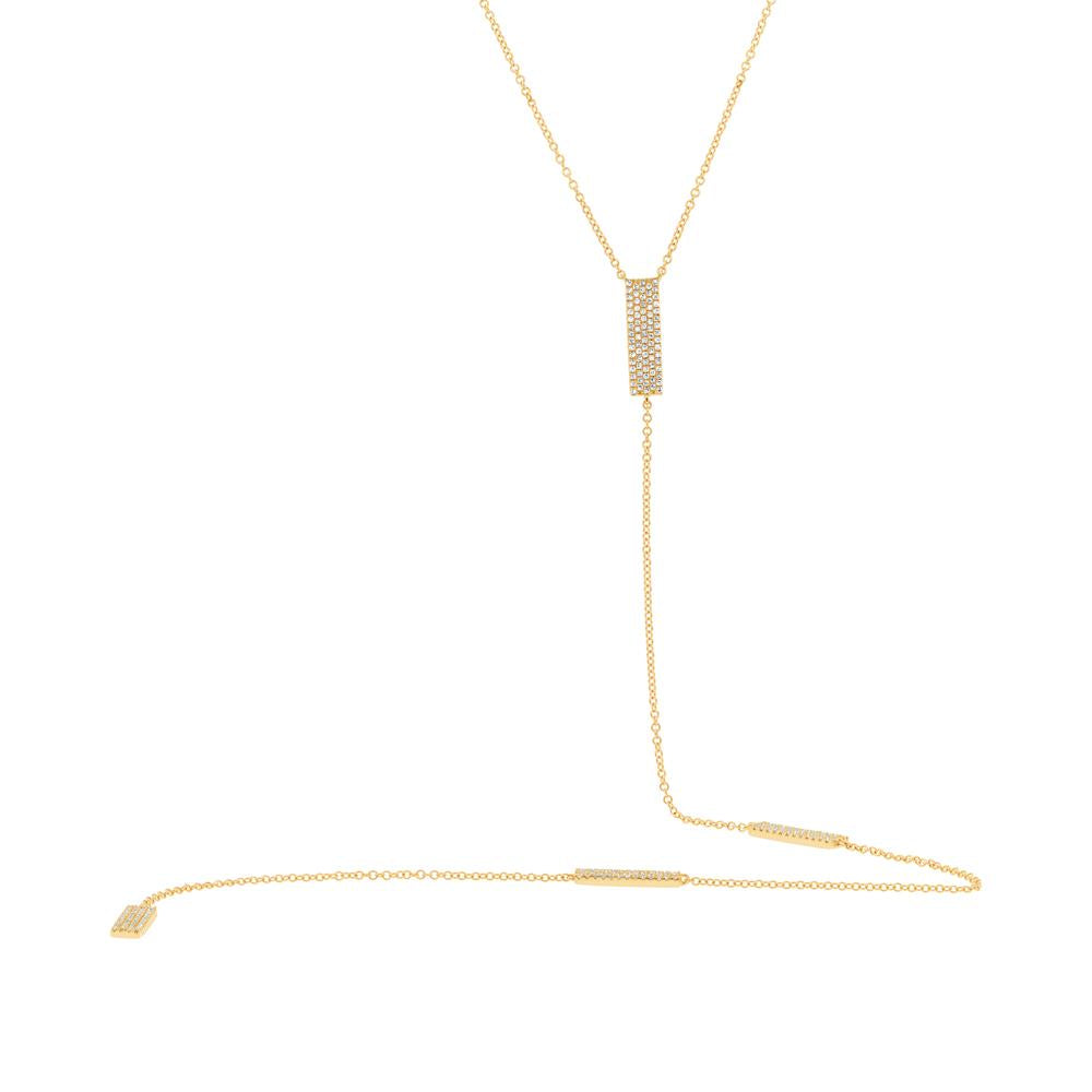 14k Yellow Gold Diamond Pave Lariat Necklace - 0.48ct