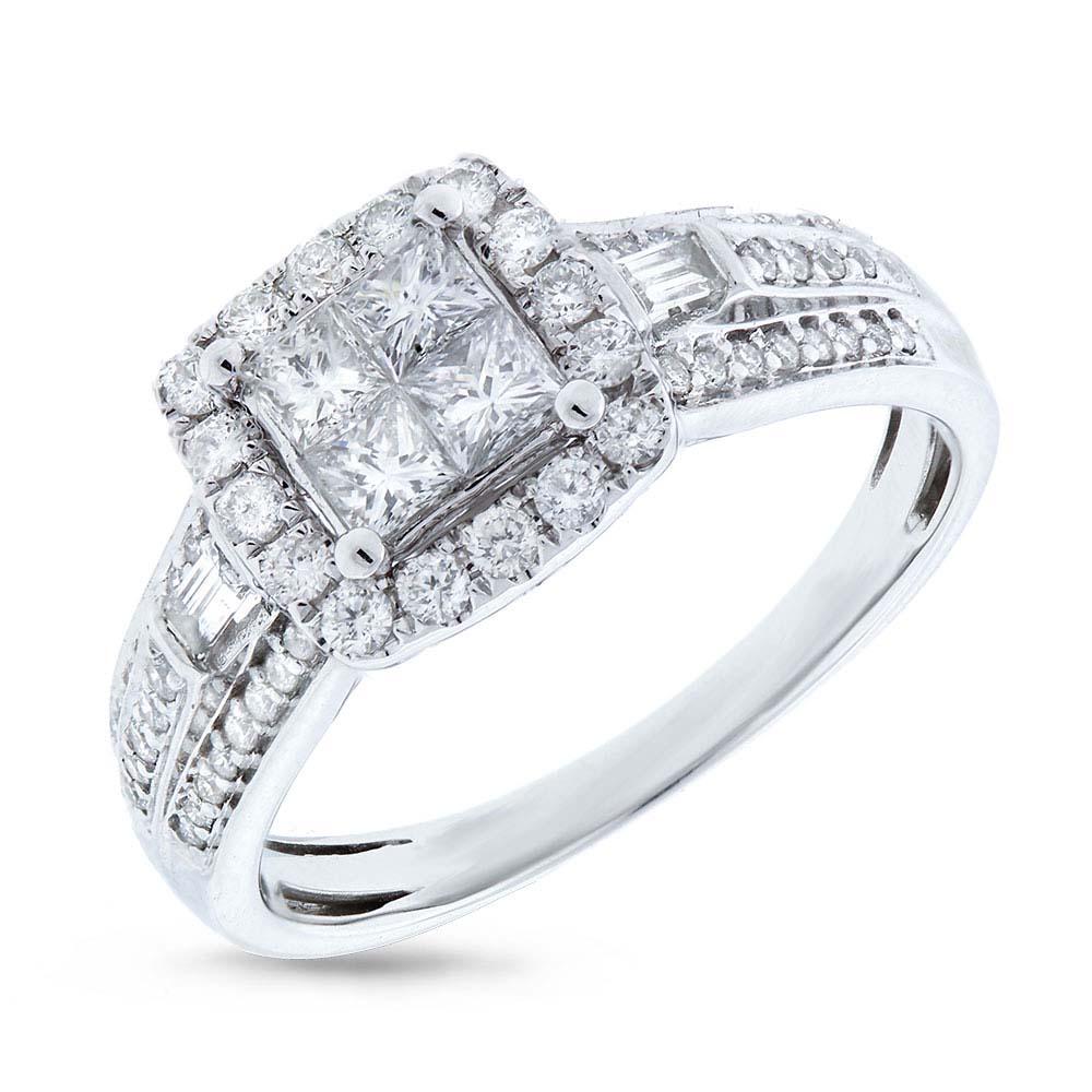 14k White Gold Diamond Invisible Lady's Ring Size 4 - 0.84ct