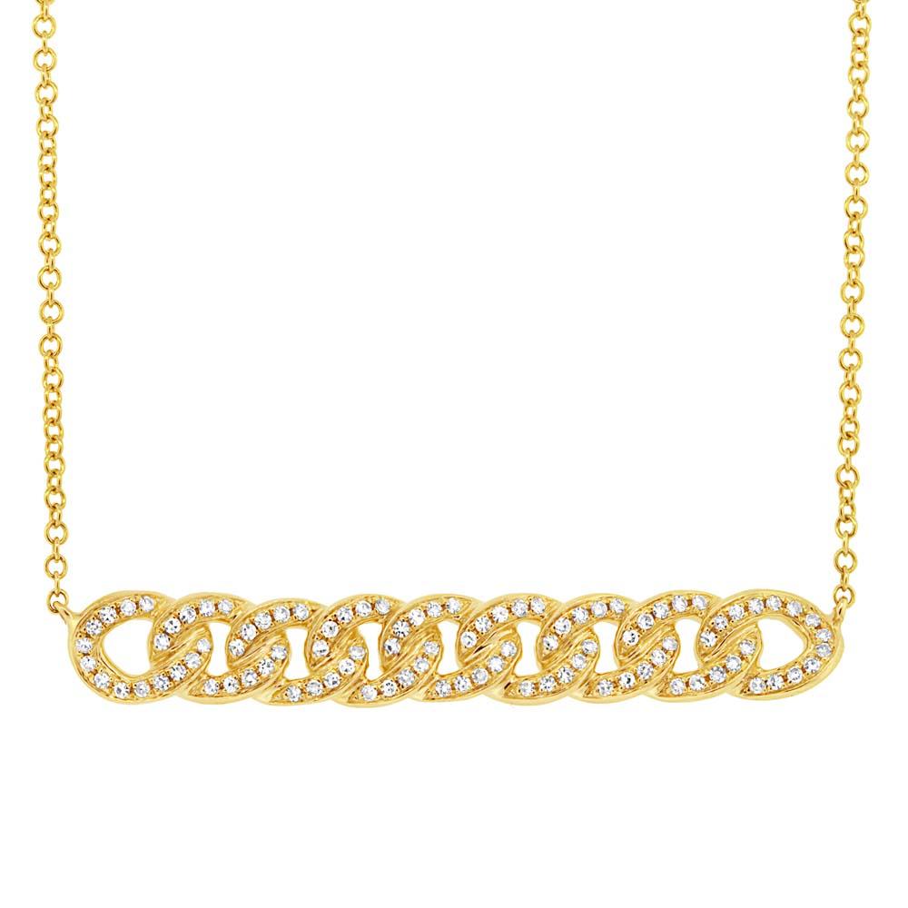 14k Yellow Gold Diamond Chain Necklace - 0.21ct
