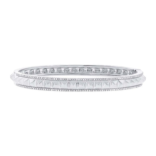 14k White Gold Diamond Bangle - 0.50ct