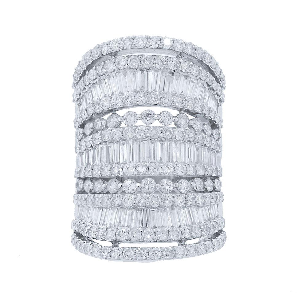 18k White Gold Diamond Lady's Ring Size 6 - 5.86ct