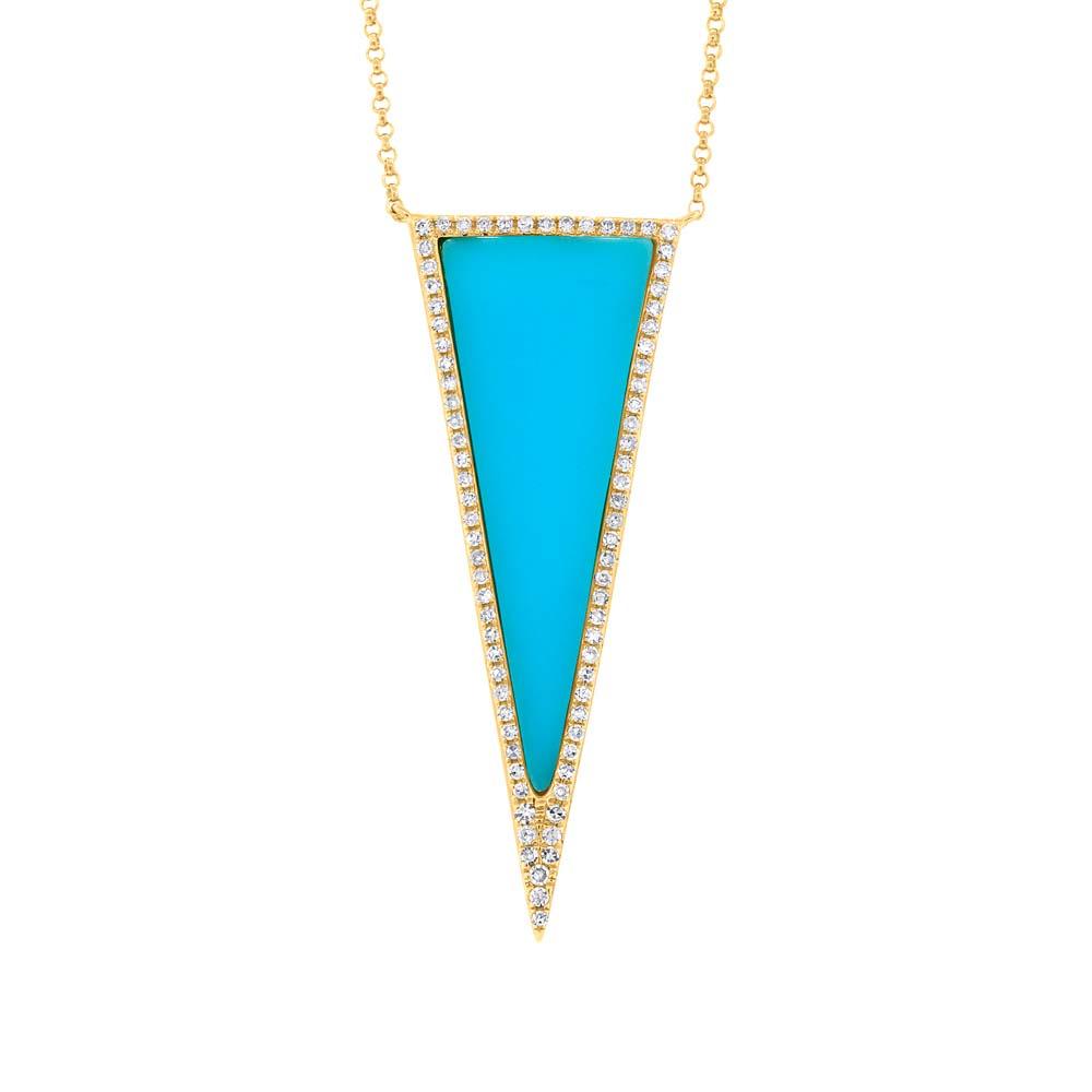 Diamond & 1.68ct Composite Turquoise 14k Yellow Gold Necklace