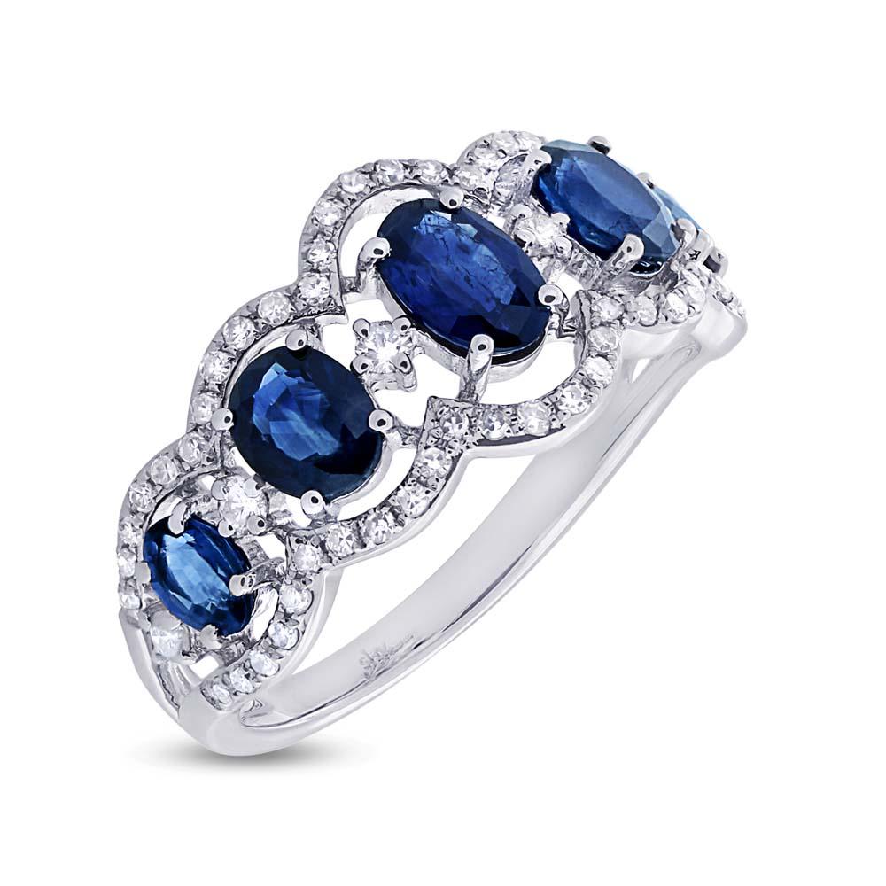 Diamond & 1.96ct Blue Sapphire 14k White Gold Ring Size 5.5 - 0.40ct