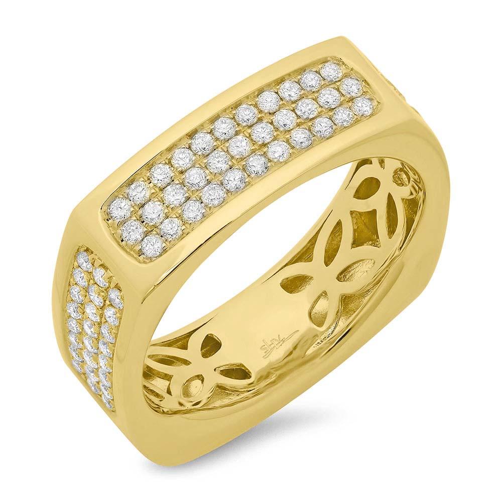 14k Yellow Gold Diamond Men's Ring Size 6.5 - 0.94ct