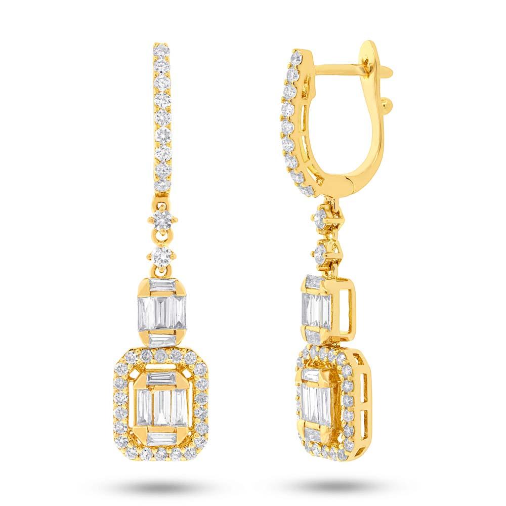 18k Yellow Gold Diamond Baguette Earring - 1.27ct