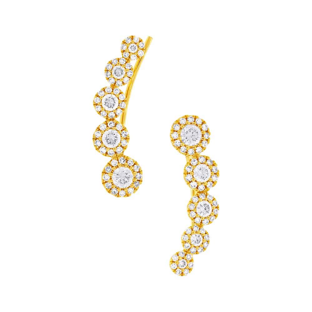 14k Yellow Gold Diamond Ear Crawler Earring