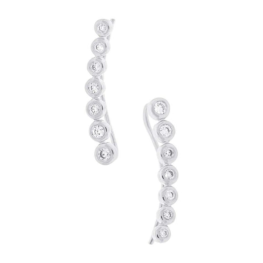 14k White Gold Diamond Ear Crawler Earring