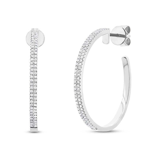 14k White Gold Diamond Hoop Earring - 0.30ct