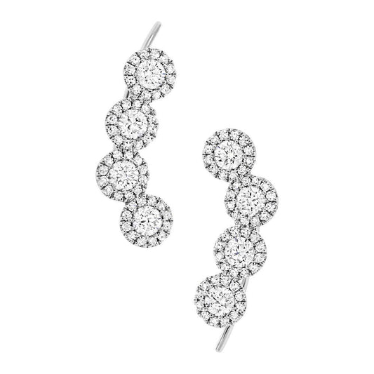 14k White Gold Diamond Ear Crawler Earring