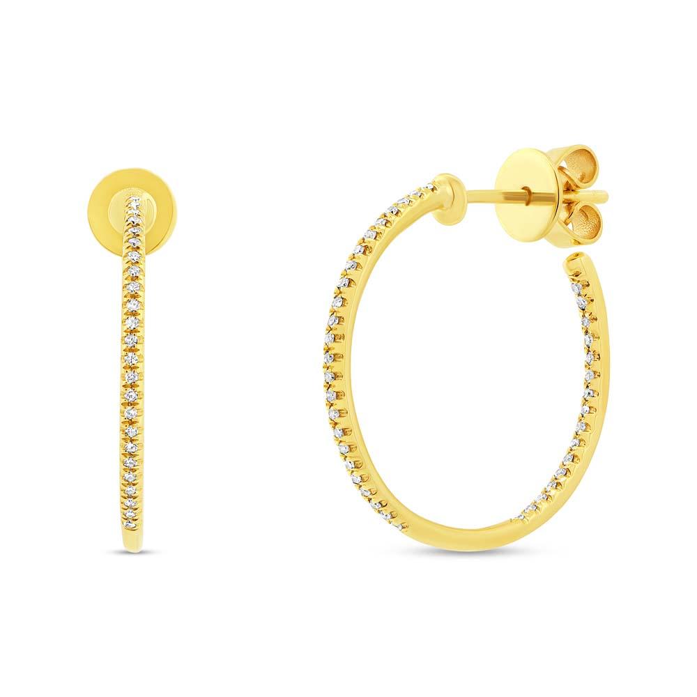 14k Yellow Gold Diamond Hoop Earring - 0.15ct