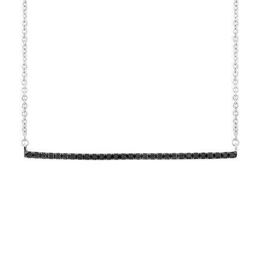 14k White Gold Black Diamond Bar Pendant