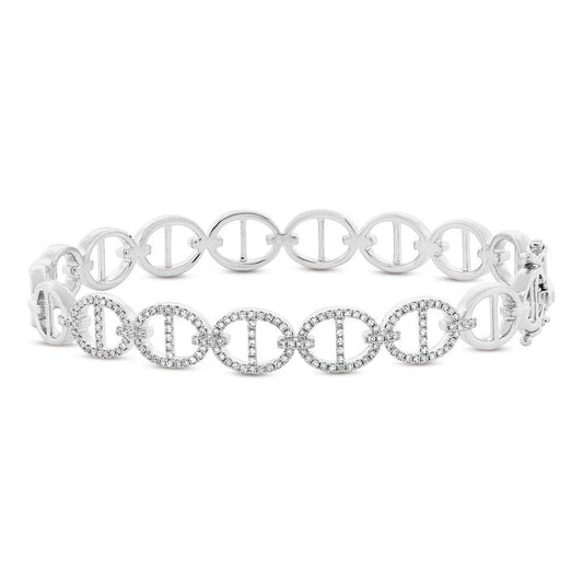 14k White Gold Diamond Bangle - 0.45ct