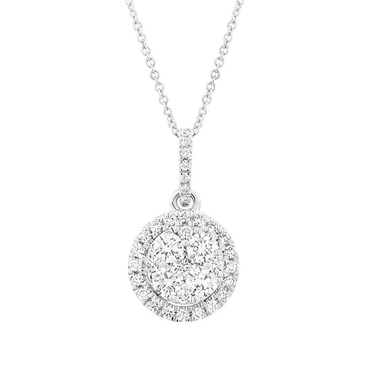 14k White Gold Diamond Cluster Pendant - 0.50ct