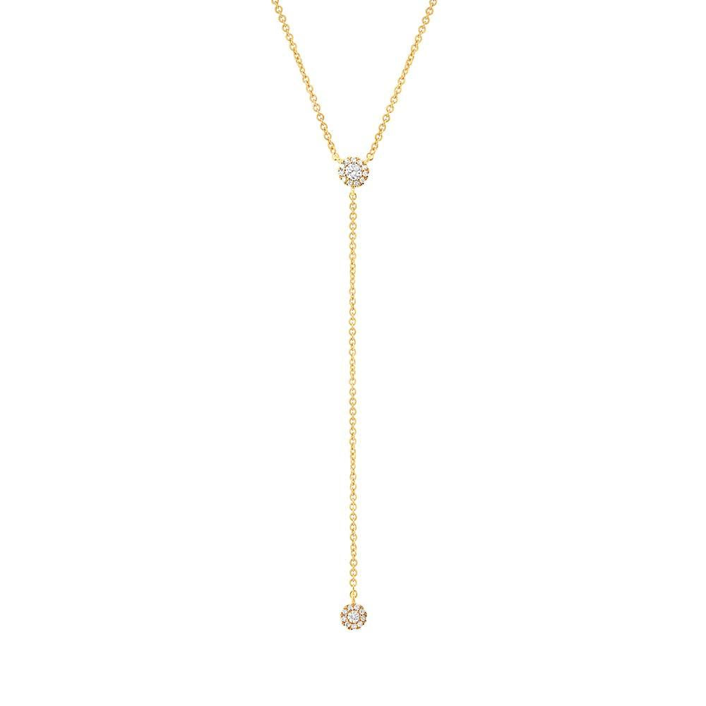 14k Yellow Gold Diamond Lariat Necklace - 0.12ct