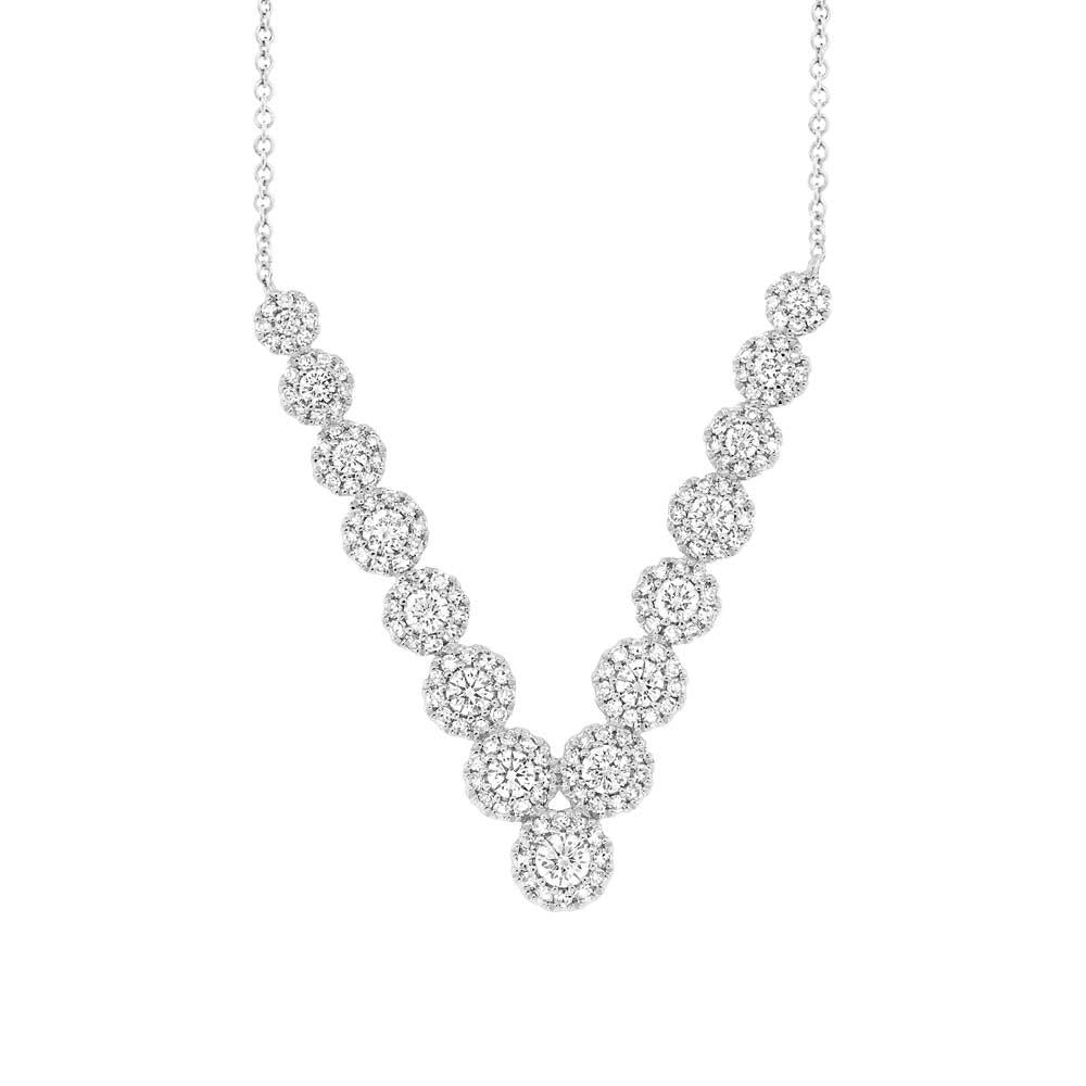14k White Gold Diamond V Necklace - 0.90ct V0056