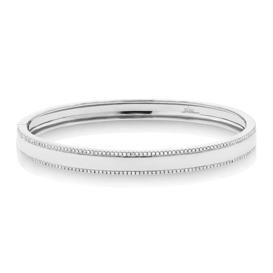 14k White Gold Diamond ID Bangle - 0.47ct